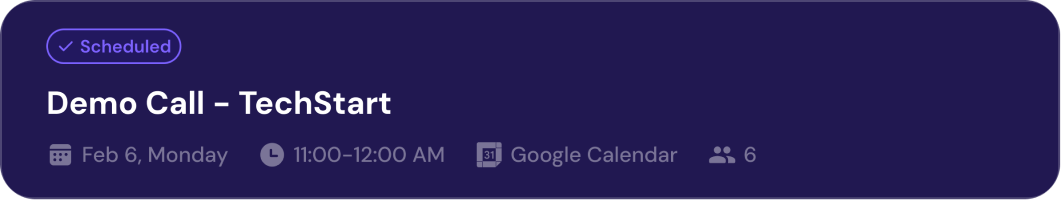 Upcoming sales calls scheduled in Pitstop
